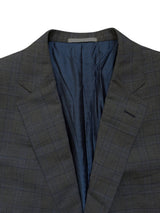 Pal Zileri Suit 48R Grey Plaid 2-Button Wool