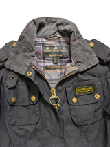 Barbour Ladies International Belted Waxed Jacket 4 US Black Cotton