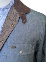 Barbour Shacket/Overshirt M Blue Chambray Quilted Cotton
