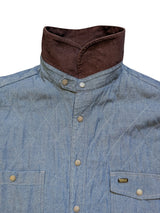 Barbour Shacket/Overshirt M Blue Chambray Quilted Cotton