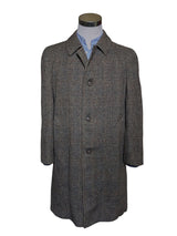 Vintage Dunn & Co. Scottish Tweed Balmacaan Raglan Coat M/40 Grey Teal Rust Plaid Wool