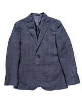 John Lewis x Abraham Moon Sport Coat 39/40R Soft Blue Windowpane 2-button Wool/Cotton
