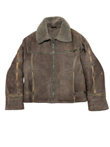Vintage Richard Draper Lambsuede Shearling Flight Bomber Jacket M/L Olive Green