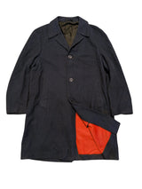 Vintage Burton Balmacaan Raglan Coat M/L Dark Charcoal Blue/Navy Twill Wool