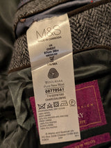 Marks & Spencer Abraham Moon Sport Coat 38R Grey Herringbone 2-button Wool Tweed
