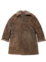 Vintage Bentleys Leather Lamb Shearling Raglan Coat M/40 Soft Brown 3-Button