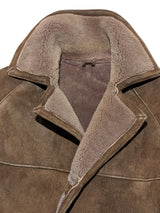 Vintage Bentleys Leather Lamb Shearling Raglan Coat M/40 Soft Brown 3-Button