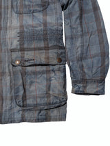 Barbour Jacket S Blue Plaid Blundel Waxed Cotton Rare