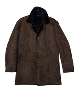 Vintage Italian Leather Shearling Coat L/42 Chocolate Brown