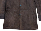Vintage Italian Leather Shearling Coat L/42 Chocolate Brown