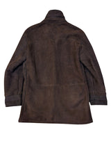 Vintage Italian Leather Shearling Coat L/42 Chocolate Brown