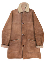 Vintage Nursey's Leather Lambsuede Shearling Coat L Brown Handmade in England