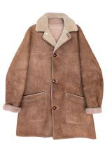 Vintage Nursey's Leather Lambsuede Shearling Coat L Brown Handmade in England