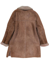 Vintage Nursey's Leather Lambsuede Shearling Coat L Brown Handmade in England
