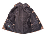 Vintage Barretts Leather Lambsuede Shearling Coat S/38 Brown