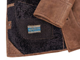 Vintage Barretts Leather Lambsuede Shearling Coat S/38 Brown