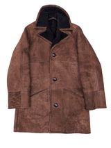 Vintage Barretts Leather Lambsuede Shearling Coat S/38 Brown