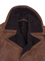 Vintage Barretts Leather Lambsuede Shearling Coat S/38 Brown