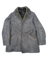 Vintage Baily's Leather Lamb Shearling Coat XL/XXL Putty Grey 3-Button