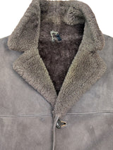 Vintage Baily's Leather Lamb Shearling Coat XL/XXL Putty Grey 3-Button