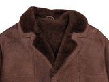 Vintage British Leather Lambsuede Shearling Coat M/40 Brown Spotted