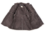 Vintage Crofters British Leather Lamb Shearling Coat XXL/46 Muted Brown 3-Button