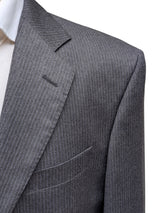 Luigi Bianchi Suit 40R Charcoal Beaded Pinstriped 3-Button Wool