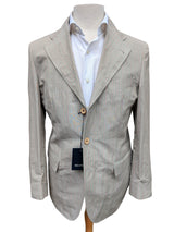 Brando Lubiam Suit 38R 3-Button Taupe Pink Striped Cotton/Ramie