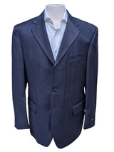 Luigi Bianchi Lubiam Suit 42R Navy Blue Striped 3-button 110's Wool l