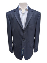 Luigi Bianchi Lubiam Suit 42R Navy Blue Striped 3-button Zegna Wool