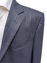Luigi Bianchi Lubiam Suit 42R Navy Blue Striped 3-button Zegna Wool