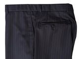 Luigi Bianchi Lubiam Suit 42R Navy Blue Striped 3-button Zegna Wool