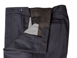 Luigi Bianchi Lubiam Suit 42R Navy Blue Striped 3-button Zegna Wool