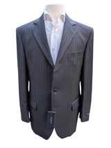 Luigi Bianchi Lubiam Suit 40R Black soft Stripes 3-Button Wool di Fabio