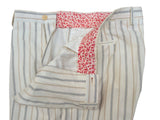 Luigi Bianchi Suit LBM 1911 42R Vanilla Striped 3-Button Linen/Cotton
