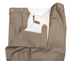 Luigi Bianchi Lubiam Suit 42R Taupe Beige Plaid 3-button Wool