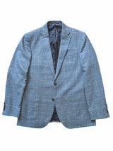 John Lewis x Kynoch Sport Coat 41/42R Sky Blue Windowpane 2-button Wool/Cotton/Cashmere