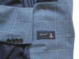 John Lewis x Kynoch Sport Coat 41/42R Sky Blue Windowpane 2-button Wool/Cotton/Cashmere