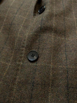 John Lewis x Abraham Moon Coat 40R Olive-Brown Plaid Wool Tweed