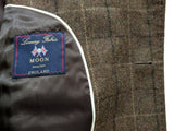 John Lewis x Abraham Moon Coat 40R Olive-Brown Plaid Wool Tweed