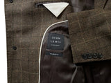 John Lewis x Abraham Moon Coat 40R Olive-Brown Plaid Wool Tweed