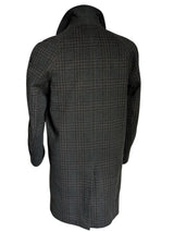 Vintage Dunn & Co. Crombie Balmacaan Raglan Coat 38R Dark Grey Plaid Wool