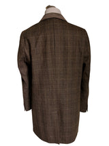 John Lewis x Abraham Moon Coat 40R Olive-Brown Plaid Wool Tweed