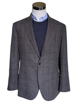 John Lewis x Kynoch Sport Coat 44/45R Charcoal Windowpane 2-button Wool/Cotton