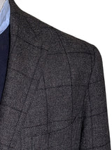 John Lewis x Kynoch Sport Coat 44/45R Charcoal Windowpane 2-button Wool/Cotton