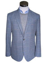 John Lewis x Kynoch Sport Coat 41/42R Sky Blue Windowpane 2-button Wool/Cotton/Cashmere