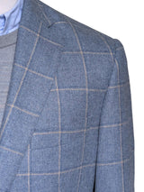 John Lewis x Kynoch Sport Coat 41/42R Sky Blue Windowpane 2-button Wool/Cotton/Cashmere
