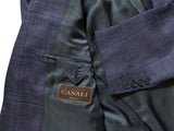 Canali Sport Coat 42R Ink Blue Plaid Wool