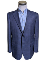 Canali Sport Coat 42R Ink Blue Plaid Wool