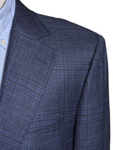 Canali Sport Coat 42R Ink Blue Plaid Wool